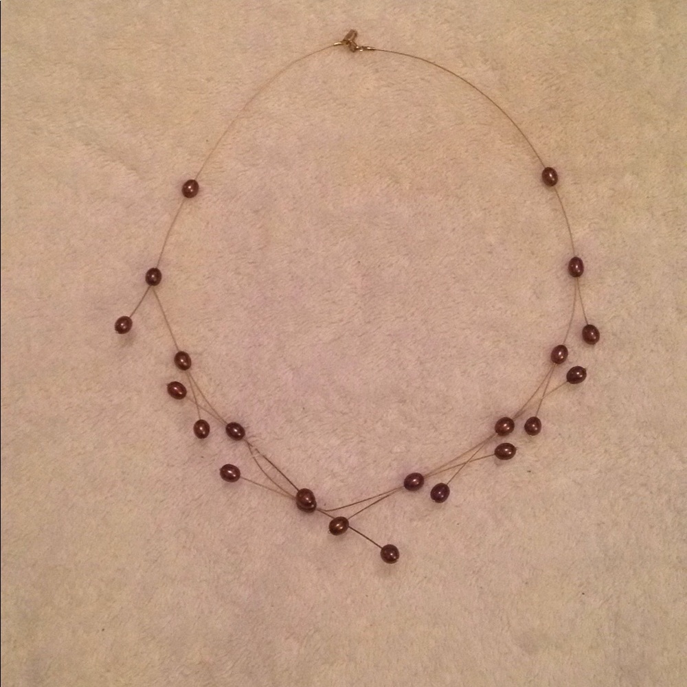 18 inch gold necklace w/ chocolate pearls